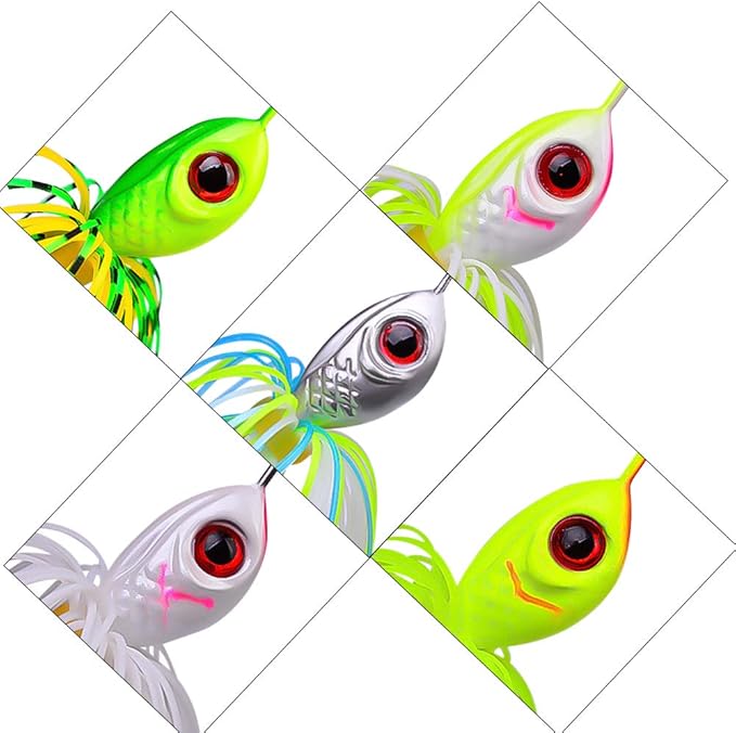 Spinnerbait Fishing Lure, Hard Metal Jig Spinner Baits Kits Swimbait for Bass Trout Pike Salmon Walleye Freshwater Saltwater 5pcs/Pack