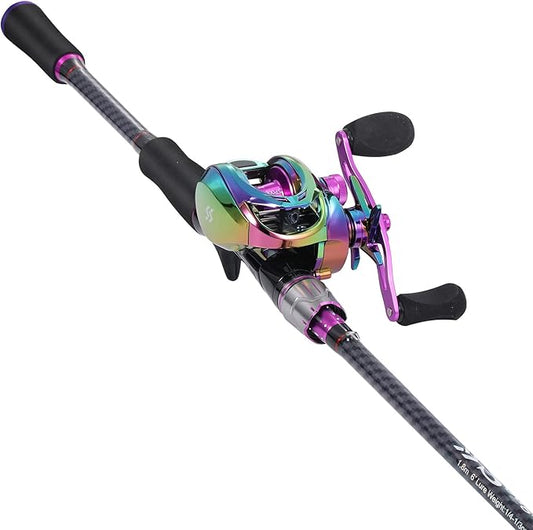Sougayilang Baitcasting Fishing Combos, Carbon&Glass Fiber Composite 2 Piece Fishing Rods with Casting Reel- 6'0"