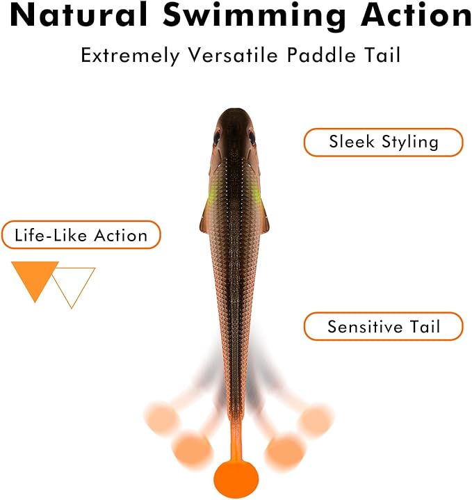 TRUSCEND Easy Catch Soft Lures, Unique Vibrating Swim Action and Trembly Sinking Move for More Bites, Amazing Soft Swimbaits for Family Fishing, Well-Made Fishing Lures for Bass Trout Crappie Walleye