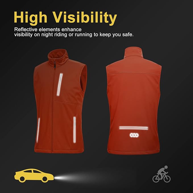 33,000ft Men's Windproof Lightweight Golf Vest Outerwear with Pockets, Softshell Sleeveless Jacket for Running Hiking Sports