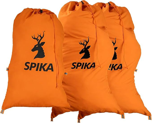 SPIKA Game Meat Bags for Hunting, 3-in-1 2*Large and 1*Small Drover Meat Packs, Orange Reusable Game Bags with Reflective Tabs for Deer, Turkey, Duck Hunting