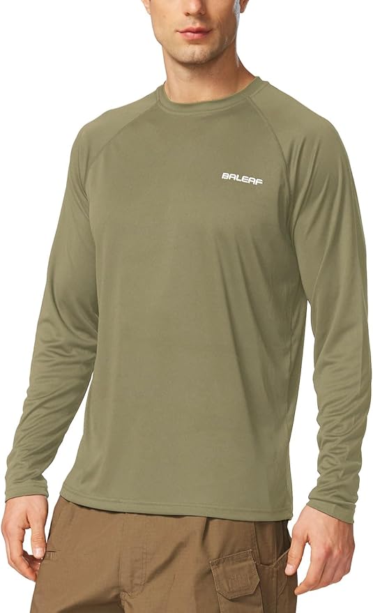 baleaf Men's Sun Protection Shirts UV SPF UPF 50+ Long Sleeve Rash Guard Fishing Running Quick Dry Lightweight