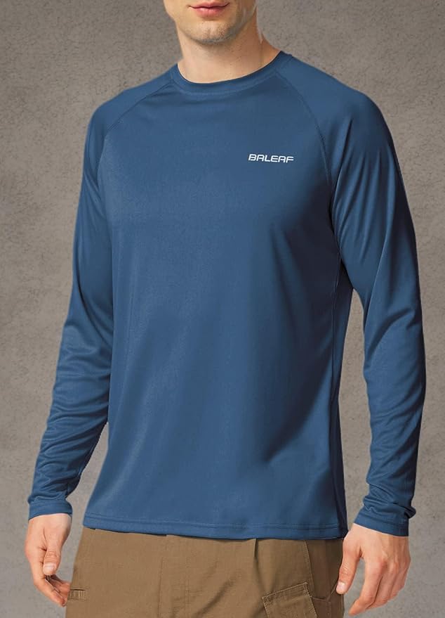 baleaf Men's Sun Protection Shirts UV SPF UPF 50+ Long Sleeve Rash Guard Fishing Running Quick Dry Lightweight