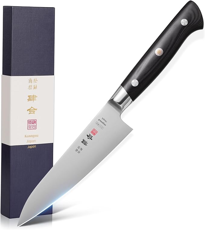 5 Inch Petty Paring Knife, AUS-8 Steel Japanese Kitchen Utility Knife with Full-Tang Pakkawood Handle and Premium Gift Box (Classic Series)