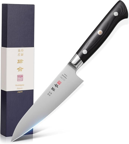 5 Inch Petty Paring Knife, AUS-8 Steel Japanese Kitchen Utility Knife with Full-Tang Pakkawood Handle and Premium Gift Box (Classic Series)