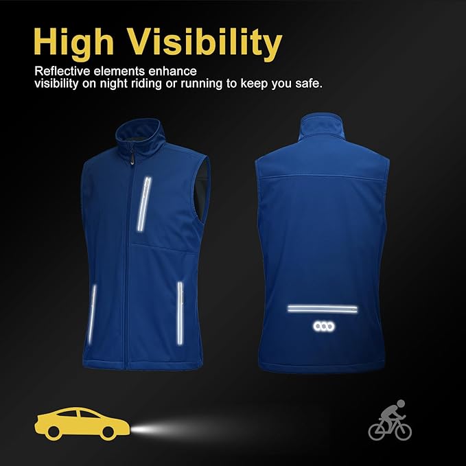 33,000ft Men's Windproof Lightweight Golf Vest Outerwear with Pockets, Softshell Sleeveless Jacket for Running Hiking Sports