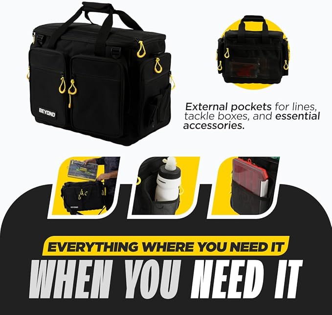 Beyond Fishing Hauler Tackle Bags - Water Resistant With Hard Molded Bottom - Perfect for Fresh Water & Salt Water Fishing Tackle Storage - Holds Tackle Boxes and Fishing Gear
