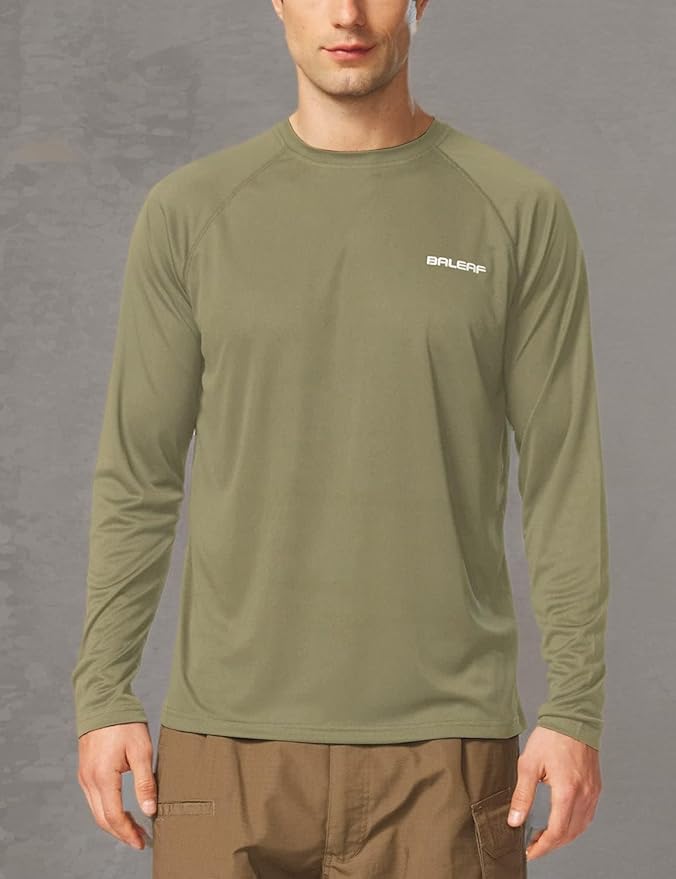 baleaf Men's Sun Protection Shirts UV SPF UPF 50+ Long Sleeve Rash Guard Fishing Running Quick Dry Lightweight