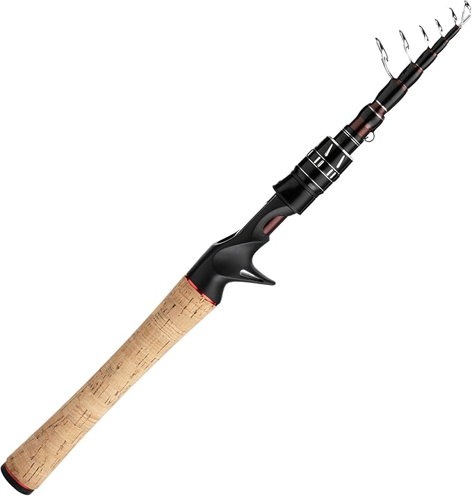 EOW XPEDITE Portable Telescopic Fishing Rods, Spinning & Casting, 24T Carbon Blanks & Solid Carbon Tip, Cork Handle, Travel Rod, Short Collapsible Rods