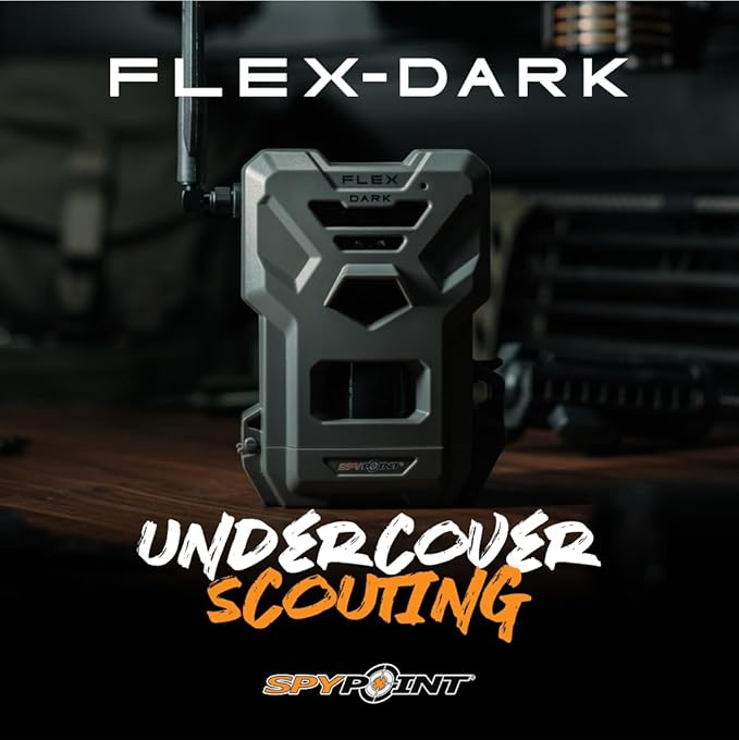 SPYPOINT Flex-Dark Starter Pack Cellular Trail Camera, 40MP Photos and 1080p Videos w/Sound, Double The Battery Capacity, GPS-Enabled, Dual-SIM LTE Connectivity, 100' Flash & Detection Range