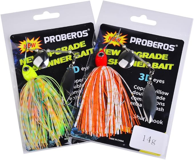 Spinnerbait Fishing Lure, Hard Metal Jig Spinner Baits Kits Swimbait for Bass Trout Pike Salmon Walleye Freshwater Saltwater 5pcs/Pack