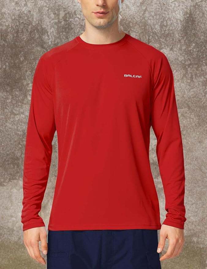 baleaf Men's Sun Protection Shirts UV SPF UPF 50+ Long Sleeve Rash Guard Fishing Running Quick Dry Lightweight