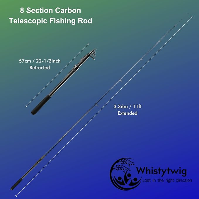 Whistytwig Telescopic Fishing Rod - Versatile Retractable Telescoping Fishing Pole, Collapsible Fishing Rod, Ideal Travel Rod