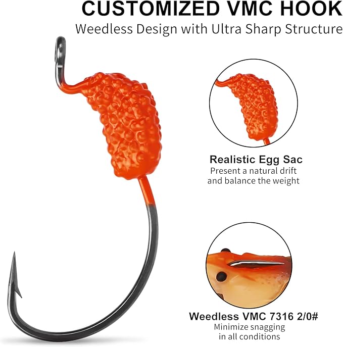 TRUSCEND Pre-rigged Fishing Jig Lures for Freshwater and Saltwater, Innovative Super Durable TPE Bass Lures, Lifelike Shrimp Crayfish Swimbait, Weedless Lure for Crappie Trout Walleye, Keep Separately