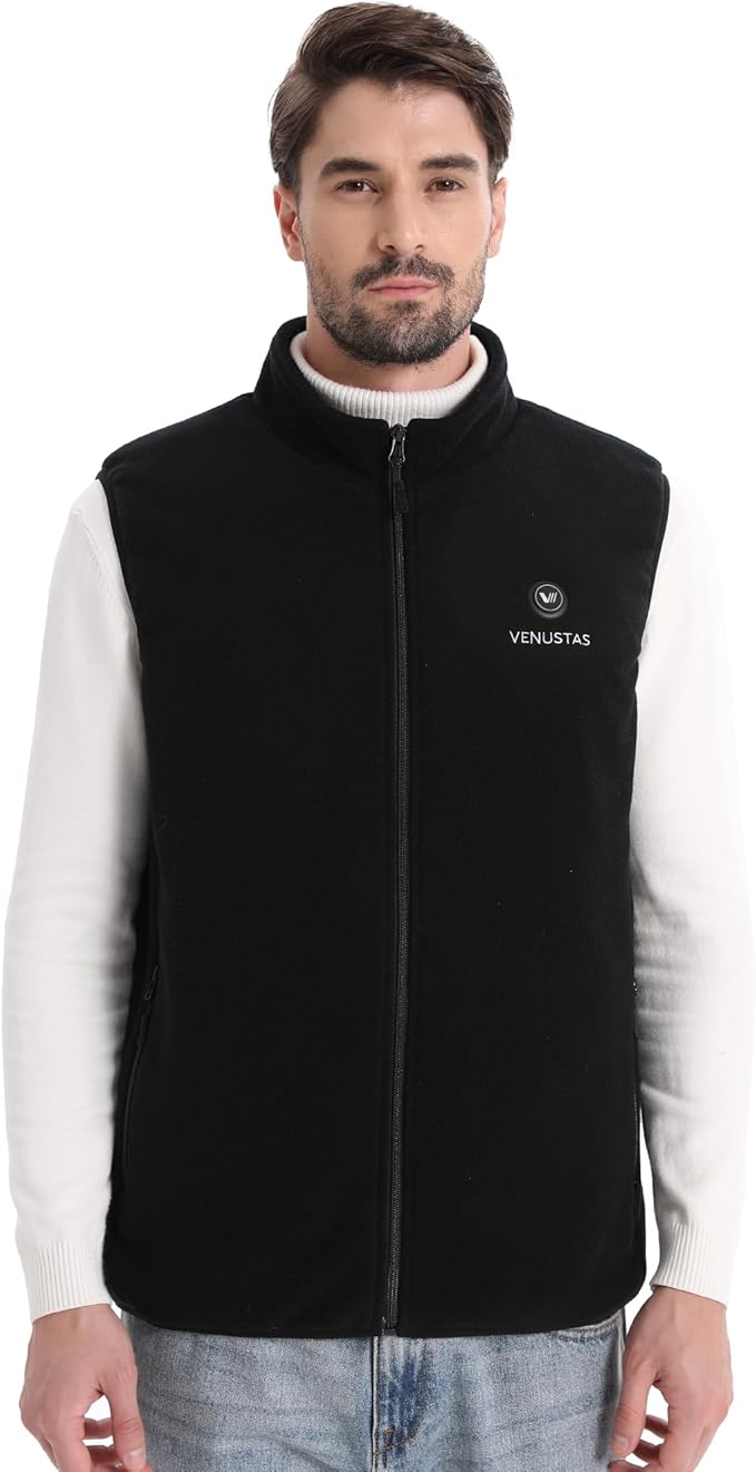 Venustas Men's Fleece Heated Vest with Battery, Lightweight Insulated Electric Vest