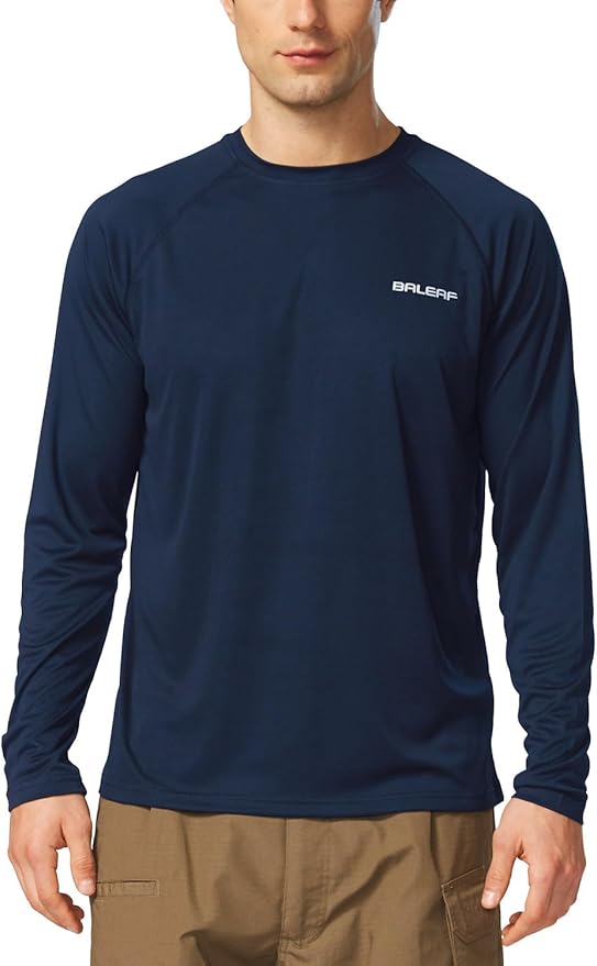 baleaf Men's Sun Protection Shirts UV SPF UPF 50+ Long Sleeve Rash Guard Fishing Running Quick Dry Lightweight