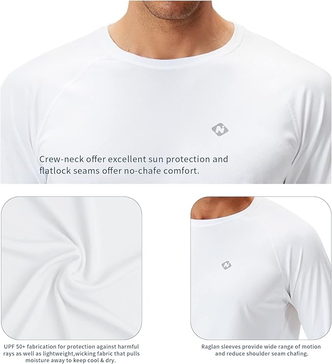 NAVISKIN Men's Rash Guard Shirts Swim Shirts UPF 50+ UV Sun Protection Long Sleeve Shirts Lightweight Quick Dry