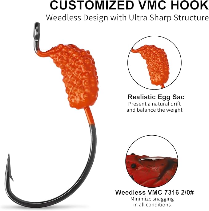 TRUSCEND Pre-rigged Fishing Jig Lures for Freshwater and Saltwater, Innovative Super Durable TPE Bass Lures, Lifelike Shrimp Crayfish Swimbait, Weedless Lure for Crappie Trout Walleye, Keep Separately