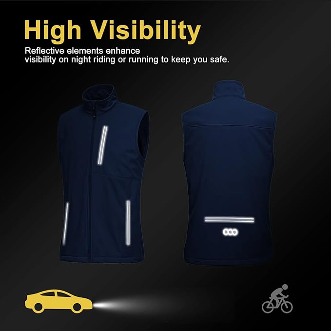 33,000ft Men's Windproof Lightweight Golf Vest Outerwear with Pockets, Softshell Sleeveless Jacket for Running Hiking Sports