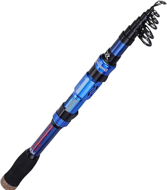 Sougayilang Telescopic Fishing Rod - 24 Ton Carbon Fiber,CNC Machined Reel Seat, Comfortable EVA Handle, Travel Fishing Rod for Bass Trout Fishing