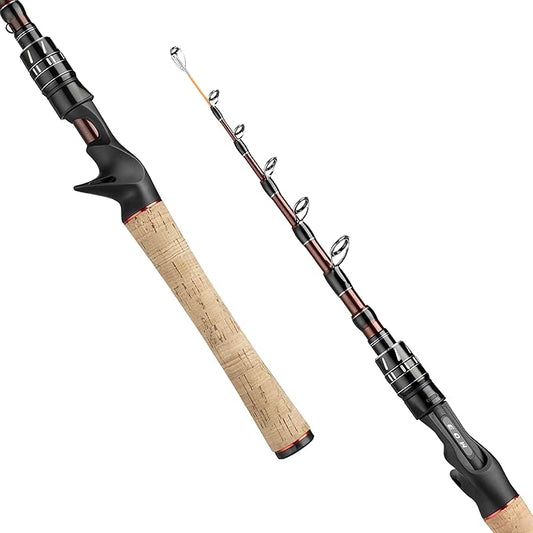 EOW XPEDITE Portable Telescopic Fishing Rods, Spinning & Casting, 24T Carbon Blanks & Solid Carbon Tip, Cork Handle, Travel Rod, Short Collapsible Rods