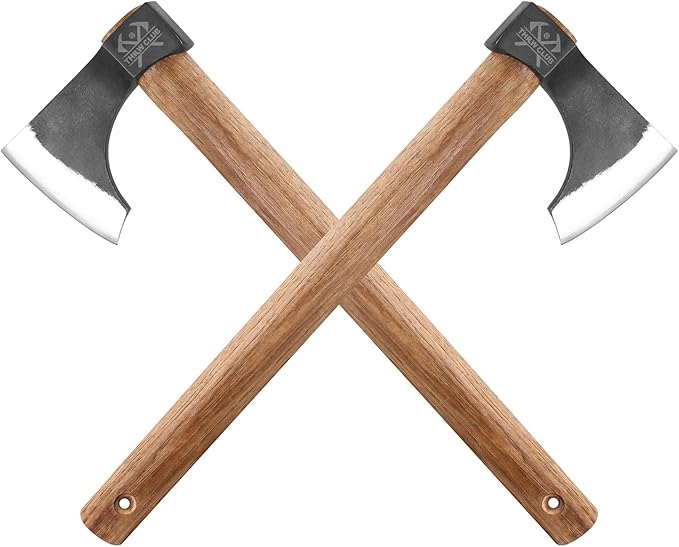 Throwing Axe Set, 2 Pack 18.9" Throwing Axes and Tomahawks with 1065 High Carbon Steel & Hickory Wooden Handle, Perfect for Axe Throwiing Game, Competition and Recreation, Gift for Men