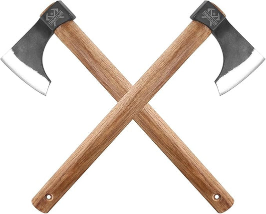 Throwing Axe Set, 2 Pack 18.9" Throwing Axes and Tomahawks with 1065 High Carbon Steel & Hickory Wooden Handle, Perfect for Axe Throwiing Game, Competition and Recreation, Gift for Men