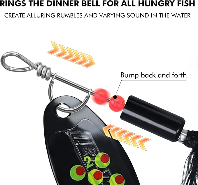 TRUSCEND Swimming or Jigging Fishing Spinners with Two-Way Spinning Spoons System, Rooster Tail Fishing Lures with Flash Copper Body & Blade, Freshwater and Saltwater Blade Bait for Bass Walleye Trout
