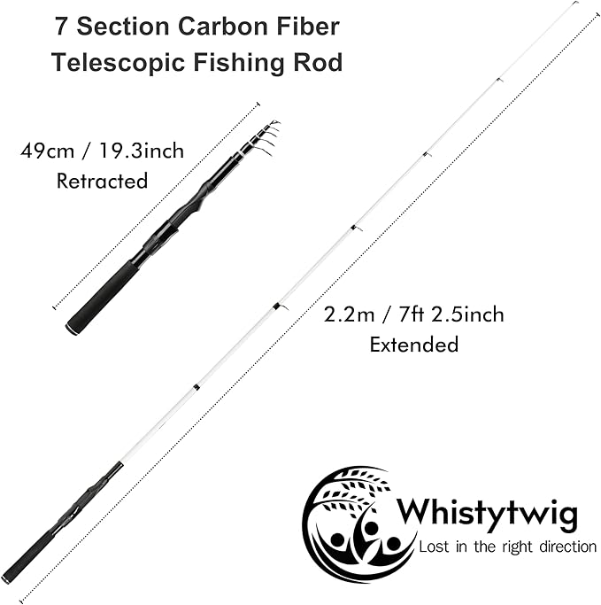 Whistytwig Telescopic Fishing Rod - Versatile Retractable Telescoping Fishing Pole, Collapsible Fishing Rod, Ideal Travel Rod