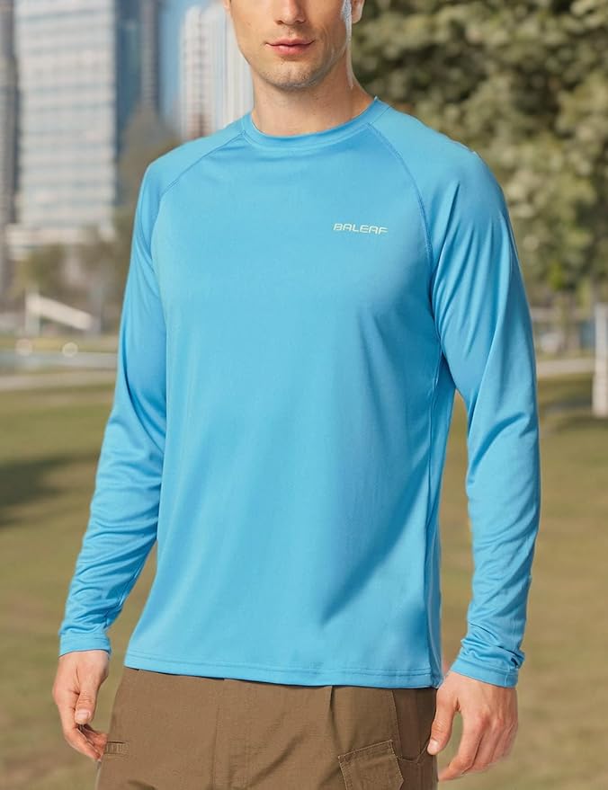 baleaf Men's Sun Protection Shirts UV SPF UPF 50+ Long Sleeve Rash Guard Fishing Running Quick Dry Lightweight