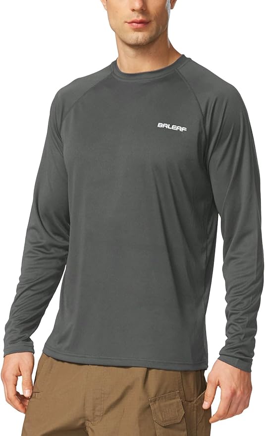 baleaf Men's Sun Protection Shirts UV SPF UPF 50+ Long Sleeve Rash Guard Fishing Running Quick Dry Lightweight
