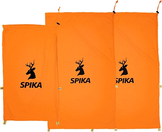 SPIKA Game Meat Bags for Hunting, 3-in-1 2*Large and 1*Small Drover Meat Packs, Orange Reusable Game Bags with Reflective Tabs for Deer, Turkey, Duck Hunting