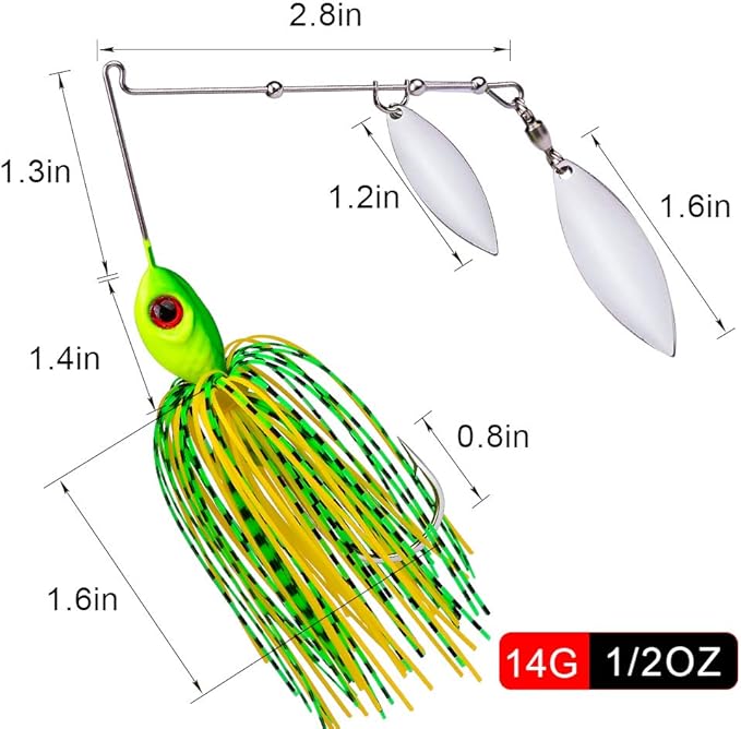 Spinnerbait Fishing Lure, Hard Metal Jig Spinner Baits Kits Swimbait for Bass Trout Pike Salmon Walleye Freshwater Saltwater 5pcs/Pack