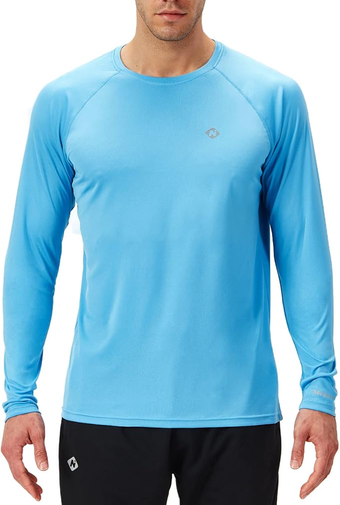 NAVISKIN Men's Rash Guard Shirts Swim Shirts UPF 50+ UV Sun Protection Long Sleeve Shirts Lightweight Quick Dry