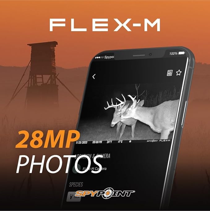 SPYPOINT Flex-M Twin Pack Cellular Trail Cameras - 2 SD Cards Included, Best Hunting Accessories, No WiFi Needed, GPS, Night Vision, IP65 Water-Resistant, 28MP Photos, & 720p Videos + Sound (2)