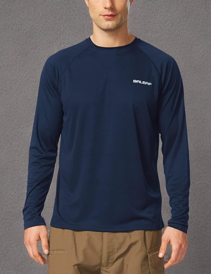baleaf Men's Sun Protection Shirts UV SPF UPF 50+ Long Sleeve Rash Guard Fishing Running Quick Dry Lightweight