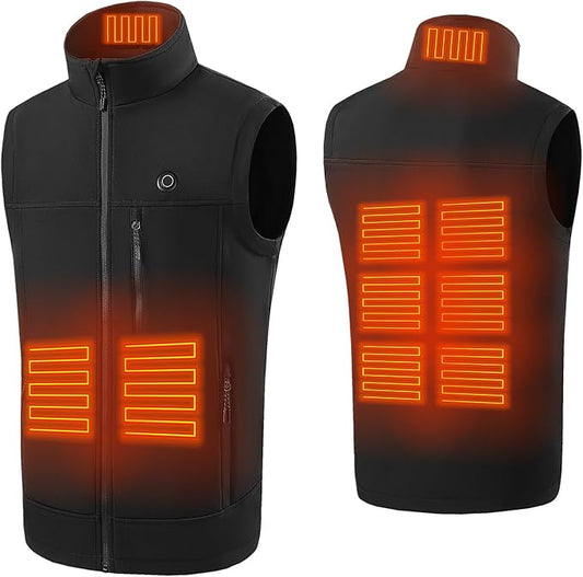 Soft Shell Heated Vest for Men with Battery, 9 Heating Zone Lightweight Insulated Electric Vest for Winter Outdoor