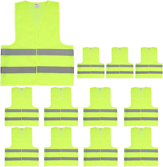 zojo Normal Visibility Safety Vests,12 Pack,Adjustable Size, Thin & Lightweight Mesh Fabric, Wholesale Safety Vest for Outdoor Works, Fits for Men and Women -Neon Yellow