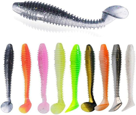 Swimbaits Paddle 50PCS, 2.55 Inchs Paddle Tail, Soft Lure for Trout Crappie Bass, Durable Plastic Bait Swimmer for Saltwater/Freshwater, Fishing Lover's Gift