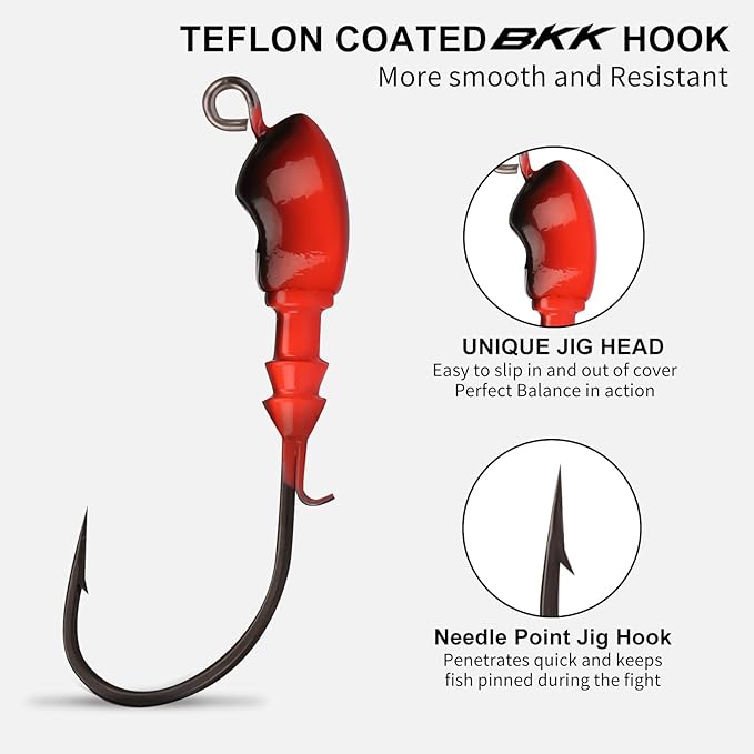 TRUSCEND Fishing Jigs with Ultra Smooth Teflon Hook, Tour Grade Titanium Weed Guard Swim Jigs, Valuable Weedless Skirted Jig, Well-Made Fishing Lures for Crappie Bass Trout, Freshwater Fishing Gear