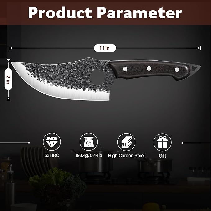 TAN REN Hand Forged Japan Knife, Full Tang Viking knife, Meat Cleaver Boning Knife for Meat Cutting