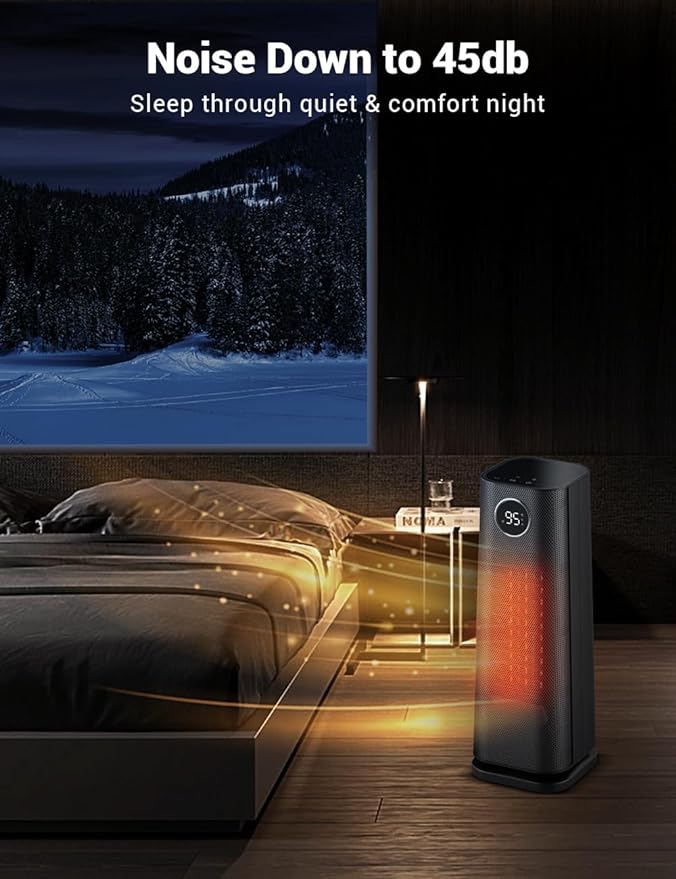 Space Heater for Indoor Use, 1500W Fast Electric Portable Ceramic Heaters with Thermostat, 4 Modes, 24H Timer, 70°Oscillating Room Heater with Remote for Office Bedroom Use, 2023 Upgraded