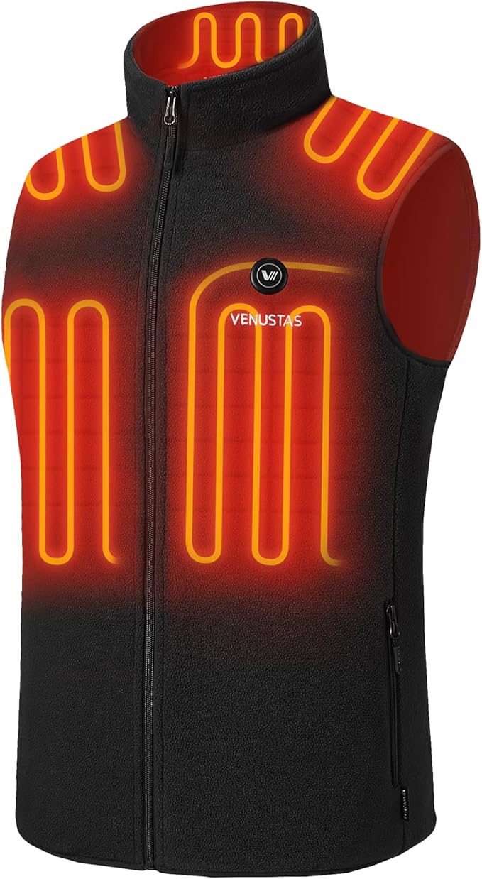 Venustas Men's Fleece Heated Vest with Battery, Lightweight Insulated Electric Vest