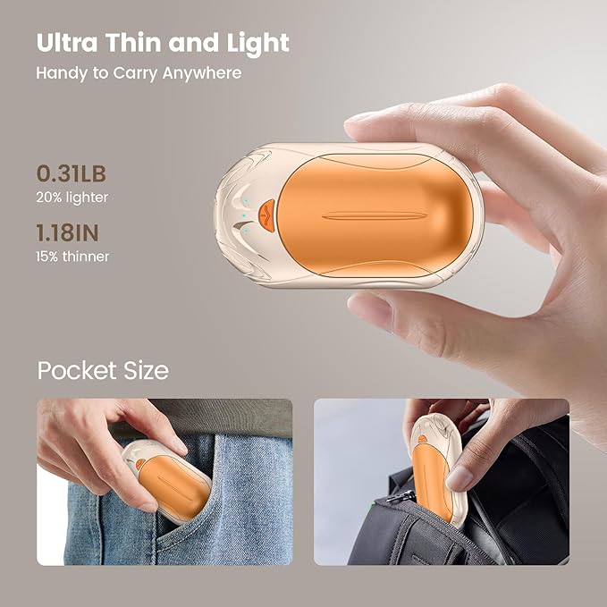 AI Hand Warmers Rechargeable 2 Pack,6000mAh Rechargeable Hand Warmer,20Hrs Long Heating Electric Hand Warmer,Portable Pocket Heater,Pocket Size Hand Warmer, Gifts for Christmas