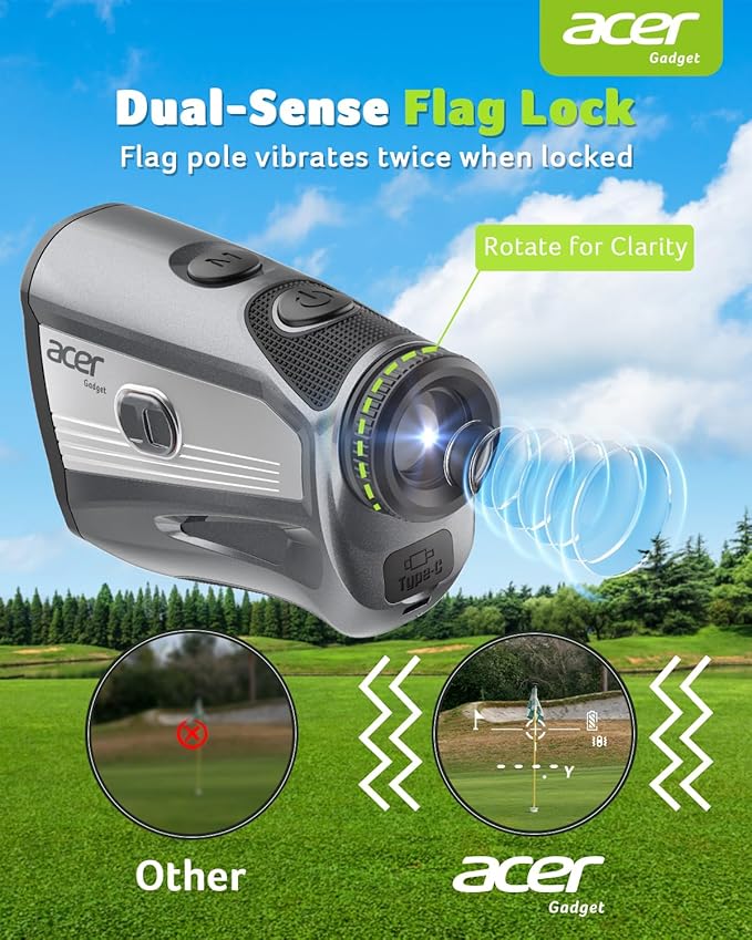 Acer Gadget Golf Rangefinder with Slope - 1200/1700Yards Laser Range Finder for Hunting, 6X Magnification Rangefinders Golf with Flag Pole Locking Vibration, Rechargeable Magnetic Golfing Gift for Men