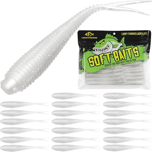 LUCKYFISHING Soft Plastic Baits 20PCS/30PCS/40PCS Forked Tail Fishing Soft Bait for Bass Walleye Trout Crappie Lures 3in/3.5in/4in