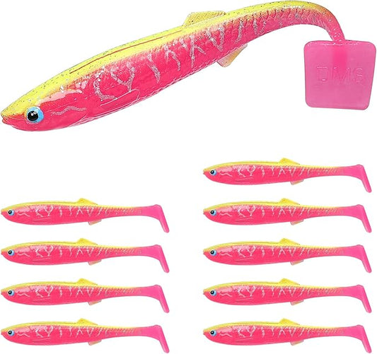 TRUSCEND Easy Catch Soft Lures, Unique Vibrating Swim Action and Trembly Sinking Move for More Bites, Amazing Soft Swimbaits for Family Fishing, Well-Made Fishing Lures for Bass Trout Crappie Walleye