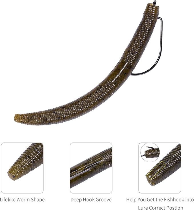 Senko Worms Kit – 4"/5" Soft Plastic Fishing Lures with Salt Impregnation for Bass Fishing