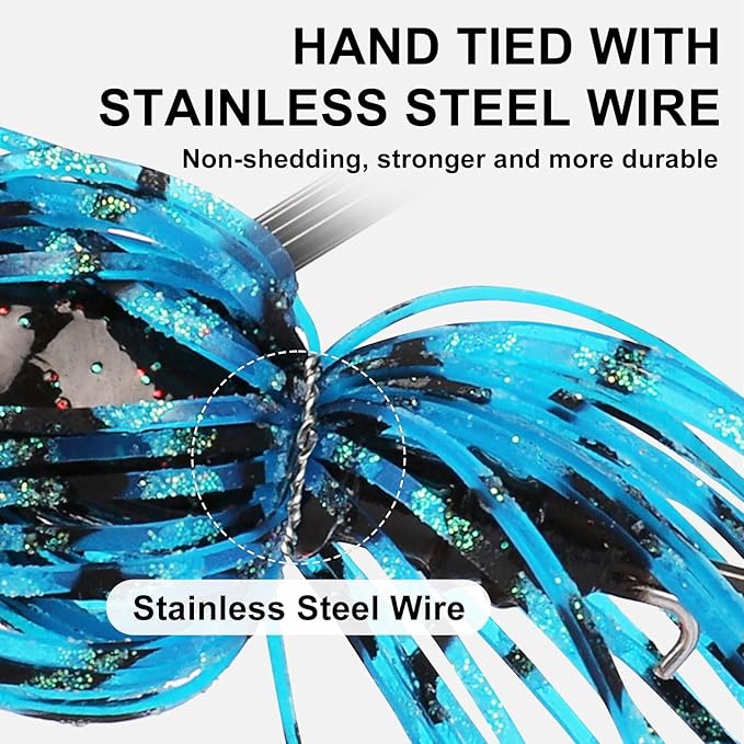 TRUSCEND Fishing Jigs with Ultra Smooth Teflon Hook, Tour Grade Titanium Weed Guard Swim Jigs, Valuable Weedless Skirted Jig, Well-Made Fishing Lures for Crappie Bass Trout, Freshwater Fishing Gear