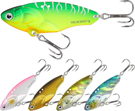 TRUSCEND Swimming or Jigging Fishing Spinners with Two-Way Spinning Spoons System, Rooster Tail Fishing Lures with Flash Copper Body & Blade, Freshwater and Saltwater Blade Bait for Bass Walleye Trout